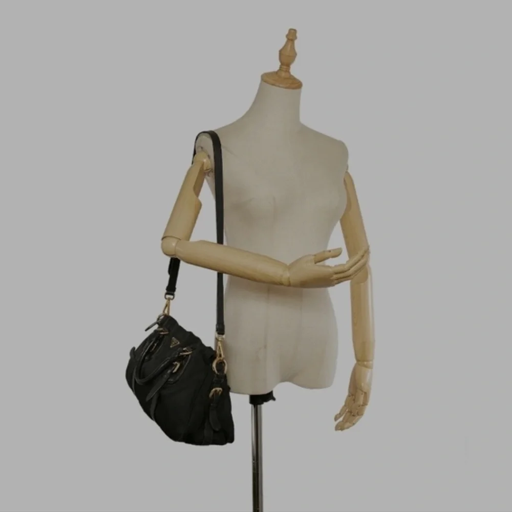 Authentic Prada Convertible Satchel Tessuto & Leather Bag